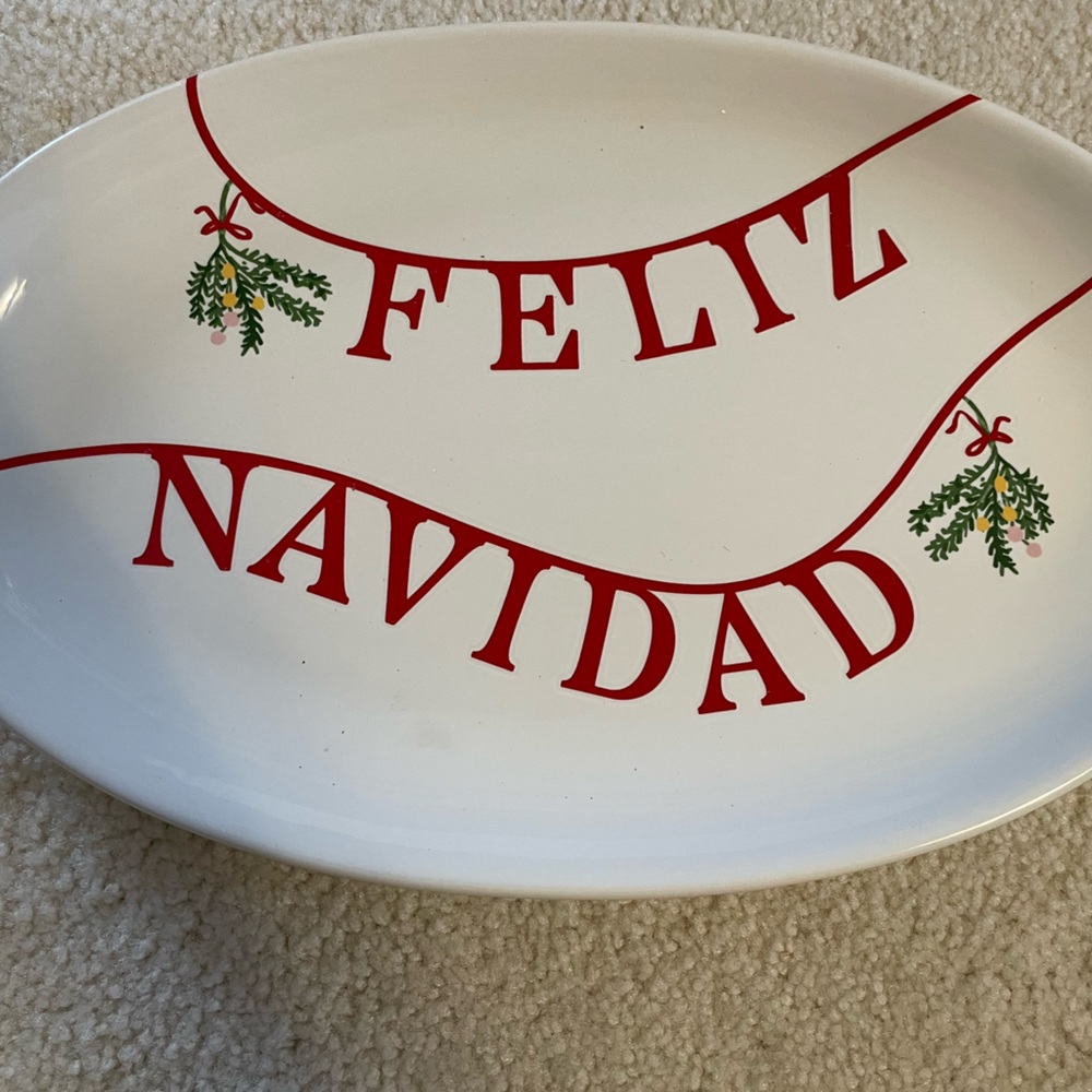 Feliz Navidad threshold serving platter